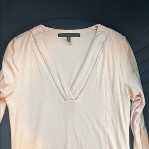 White House Black Market Soft Pink V-Neck Blouse